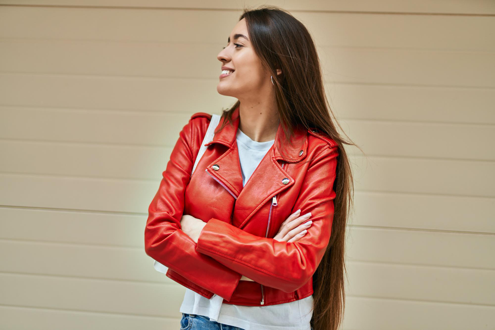 red leather jacket